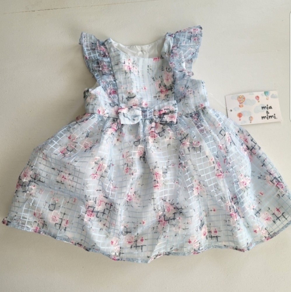 NWT. MIA AND MIMI 2 Piece light blue floral dress with bloomer panties